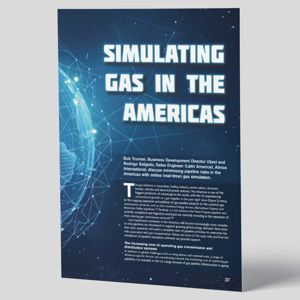 A page from World Pipelines' Americas issue containing Atmos' article titled Simulating gas in the Americas